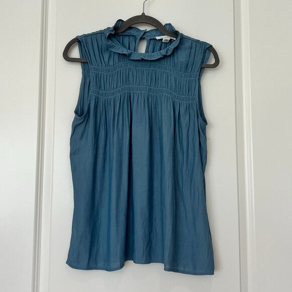 Treasure & Bond Sleeveless Top High Neck Top Keyhole Back Blue M - Picture 1 of 4